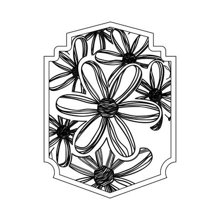 flower and leafs decorative frame vector illustration designのイラスト素材