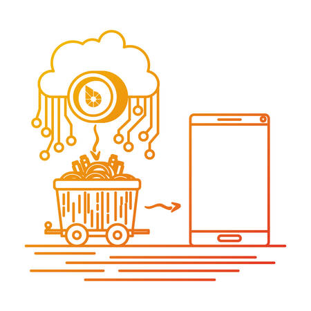 bitshares with cloud and mining truck vector illustration designのイラスト素材