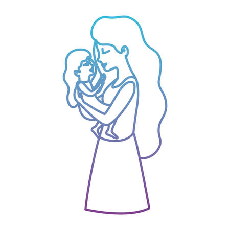 mother lifting daughter characters vector illustration designのイラスト素材