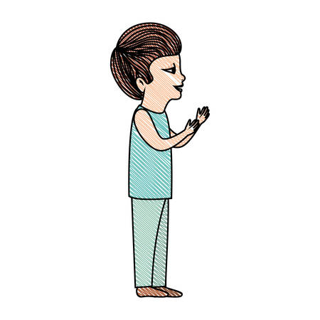 cute little son avatar character vector illustration designのイラスト素材