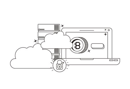 laptop with bitcoin commerce technology icon vector illustration designのイラスト素材