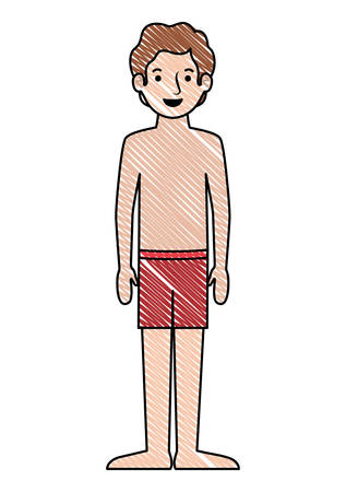 young man with swimsuit avatar character vector illustration designのイラスト素材