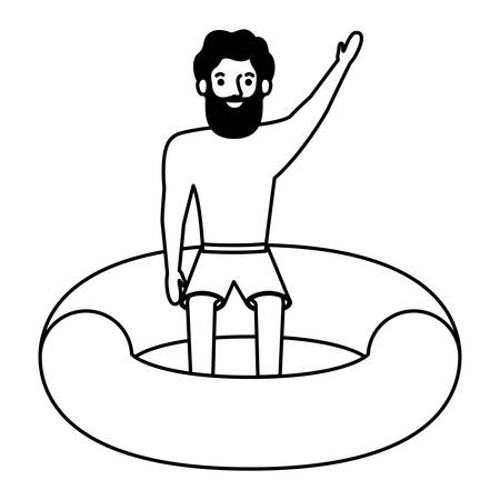 man in float character vector illustration designのイラスト素材