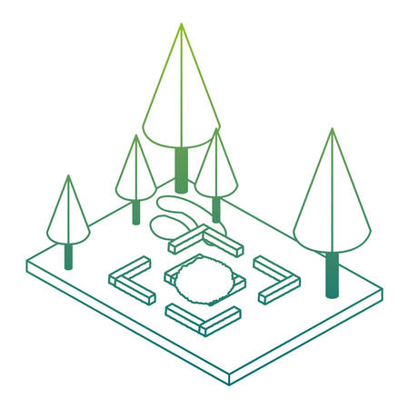 pines trees plants in the park scene isometric vector illustration designのイラスト素材
