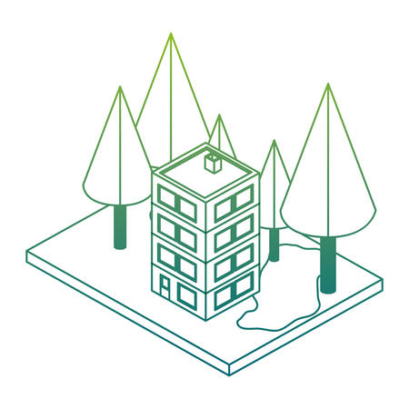 building with landscape isometric icon vector illustration designのイラスト素材