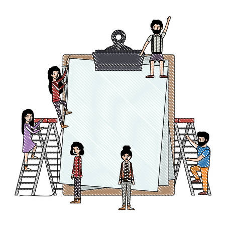 minipeople team working in clipboard vector illustration designのイラスト素材