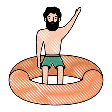 man in float character vector illustration designのイラスト素材