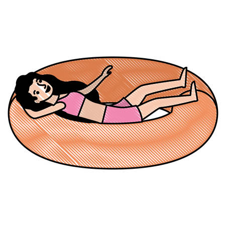 woman in float character vector illustration designのイラスト素材