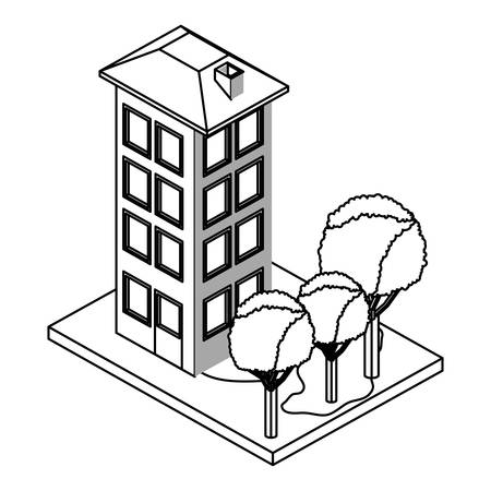 building with landscape isometric icon vector illustration designのイラスト素材