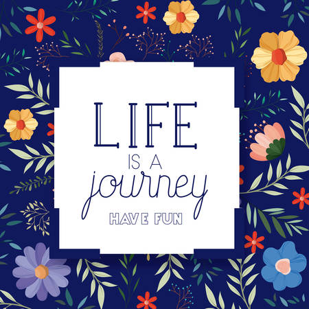 enjoy journey message with hand made font vector illustration designのイラスト素材