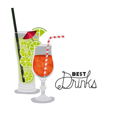 best drinks tropical cocktail vector illustration designのイラスト素材