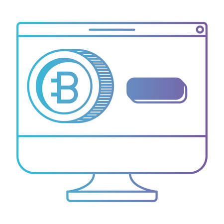 computer with bitcoin commerce technology icon vector illustration designのイラスト素材