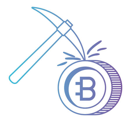 pick with bitcoin commerce technology icon vector illustration designのイラスト素材
