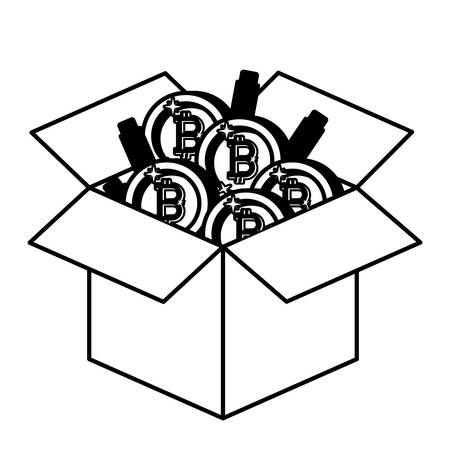 box with bitcoins coins commerce technology vector illustration designのイラスト素材