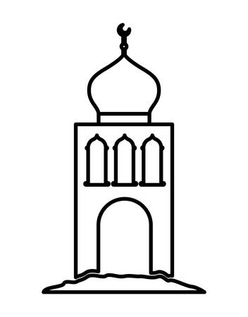 arabic castle tower with moon vector illustration designのイラスト素材