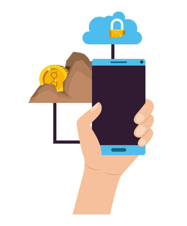 cryptocurrency commerce technology set icons vector illustration designのイラスト素材