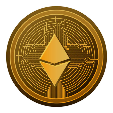 cryptocurrency etherum coin with circuit lines vector illustration designのイラスト素材