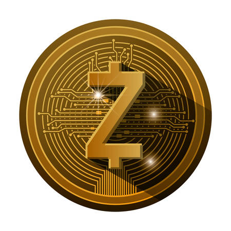 cryptocurrency zcash coin with circuit lines vector illustration designのイラスト素材
