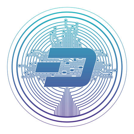 cryptocurrency dash coin with circuit lines vector illustration designのイラスト素材