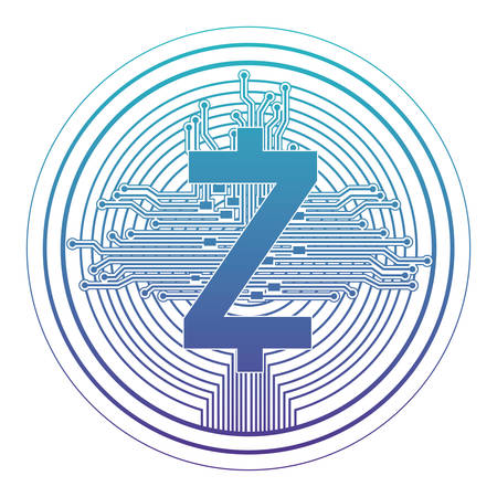 cryptocurrency zcash coin with circuit lines vector illustration designのイラスト素材