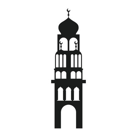 arabic castle tower with moon vector illustration designのイラスト素材