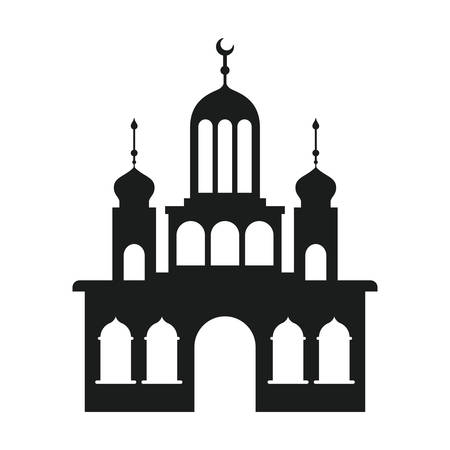 arabic castle tower with moon vector illustration designのイラスト素材