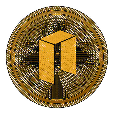 cryptocurrency neo coin with circuit lines vector illustration designのイラスト素材
