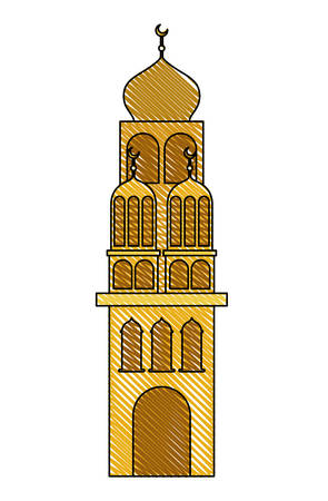 arabic castle tower with moon vector illustration designのイラスト素材