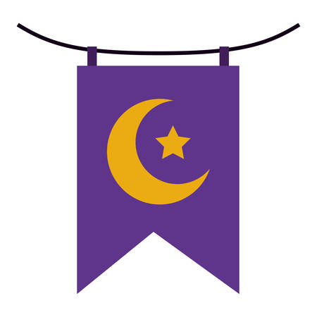 garland with crescent moon and star hanging vector illustration designのイラスト素材