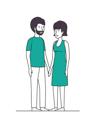 young couple avatars characters vector illustration designのイラスト素材