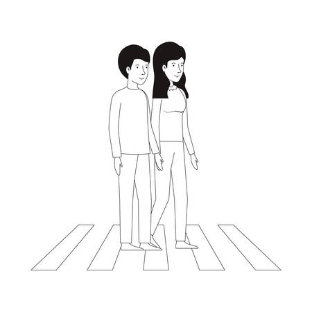 young couple avatars characters vector illustration designのイラスト素材