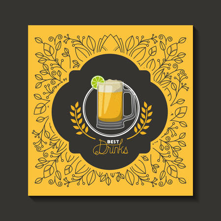 fresh and tropical cocktail frame vector illustration designのイラスト素材