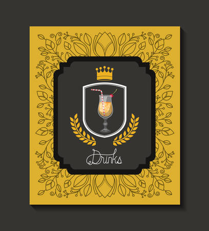 fresh and tropical cocktail frame vector illustration designのイラスト素材