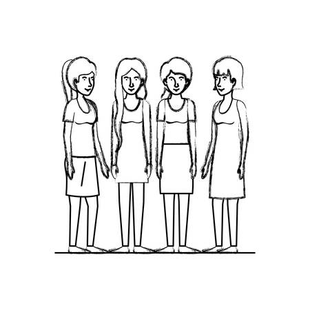 group of women friends characters vector illustration designのイラスト素材