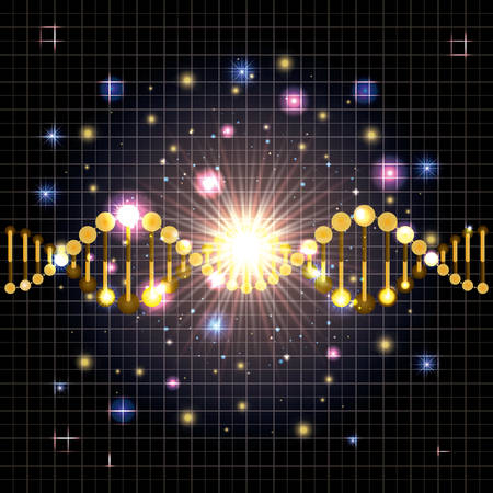 dna molecule on line golden pattern vector illustration designのイラスト素材