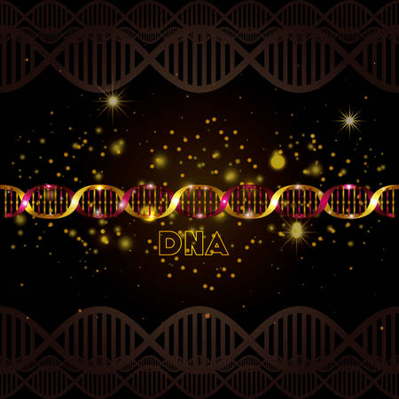 dna molecule on line golden pattern vector illustration designのイラスト素材