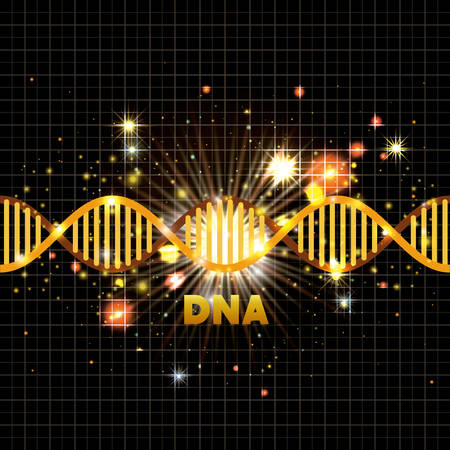 dna molecule on line golden pattern vector illustration designのイラスト素材