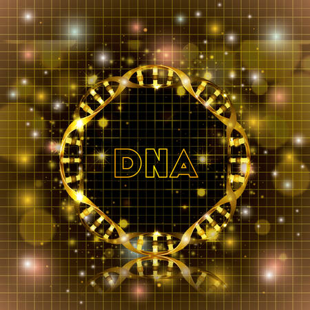 dna molecule circular golden structure vector illustration designのイラスト素材
