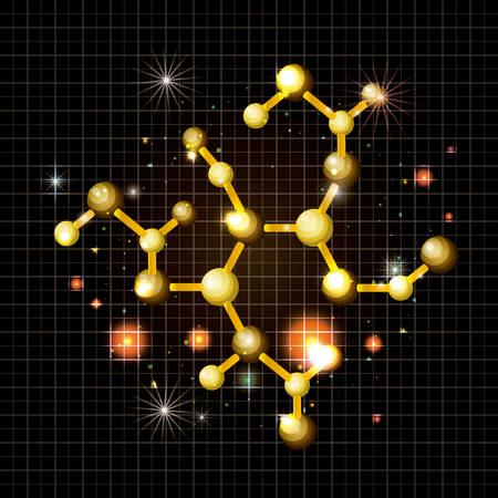 molecule structure golden icon vector illustration designのイラスト素材