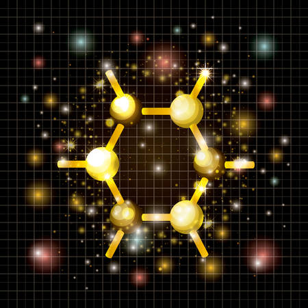 molecule structure golden icon vector illustration designのイラスト素材