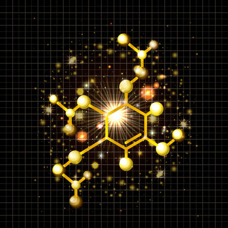molecule structure golden icon vector illustration designのイラスト素材
