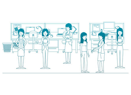 group of businesswomen in the office vector illustration designのイラスト素材