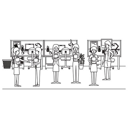 group of businesswomen in the office vector illustration designのイラスト素材