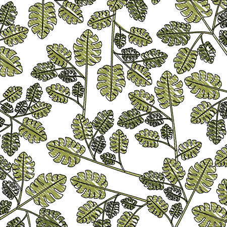 branch with leafs ecology frame vector illustration designのイラスト素材