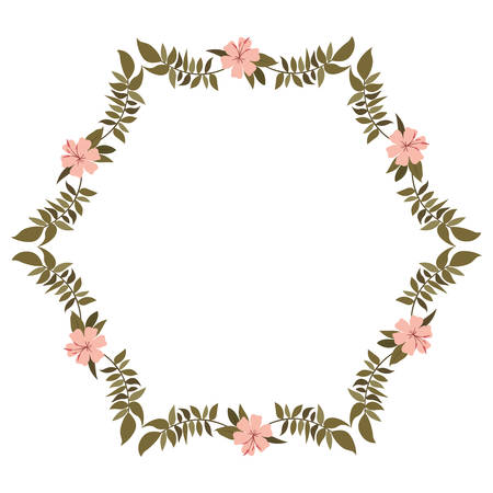 beautiful flower and leafs frame vector illustration designのイラスト素材