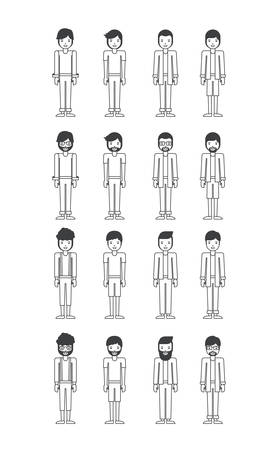 group of young men characters vector illustration designのイラスト素材