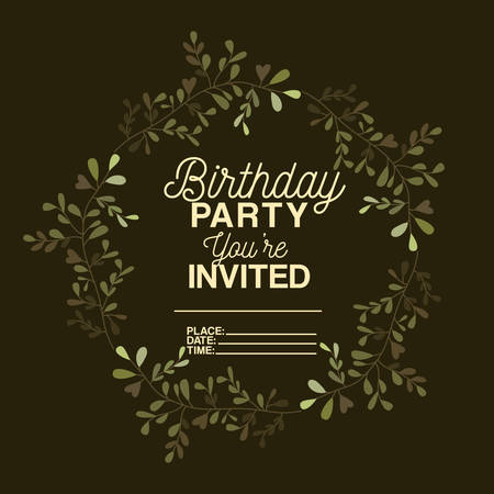 birthday party invitation with floral decoration vector illustration designのイラスト素材