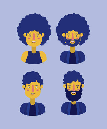 group of men retro styles characters vector illustration designのイラスト素材