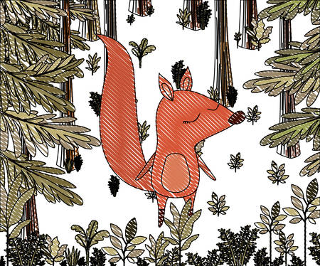 wild chipmunk in the jungle scene vector illustration designのイラスト素材