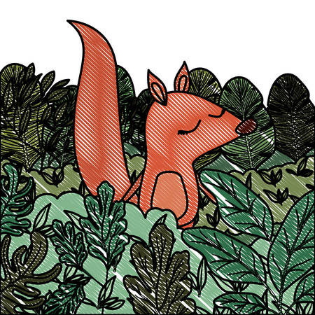 wild chipmunk in the jungle scene vector illustration designのイラスト素材